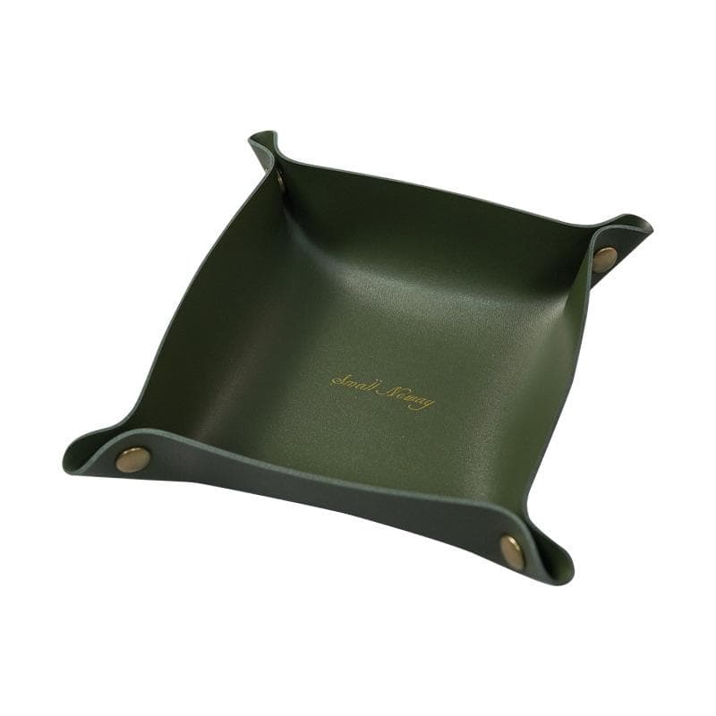 Nordic Style Leather Storage Tray Desktop Organizer For Key Jewelry Cosmetic Storage Box Folding Organizer Home Decoration green