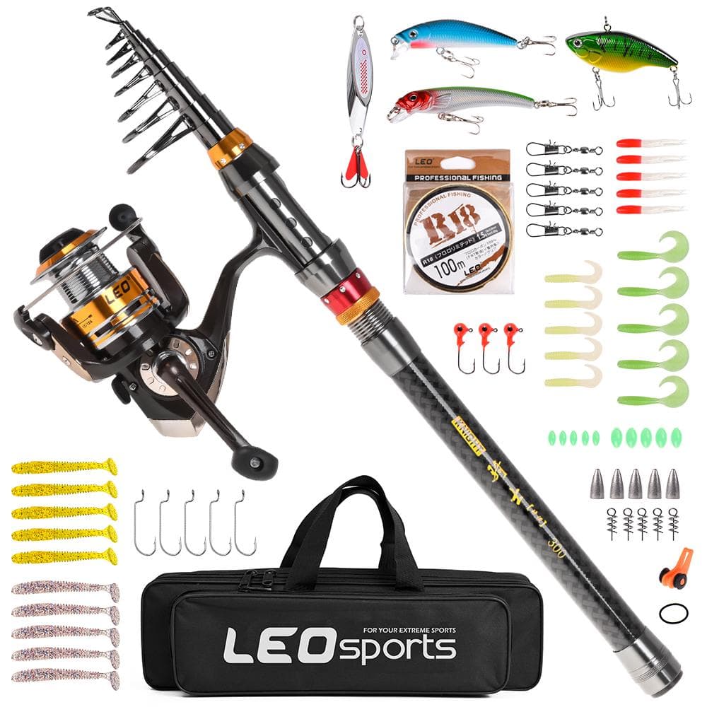 Fishing Rod and Reel Combo Carbon Fiber Telescopic Fishing Rod with Spinning Reel Combo Carrier Bag 3.0M