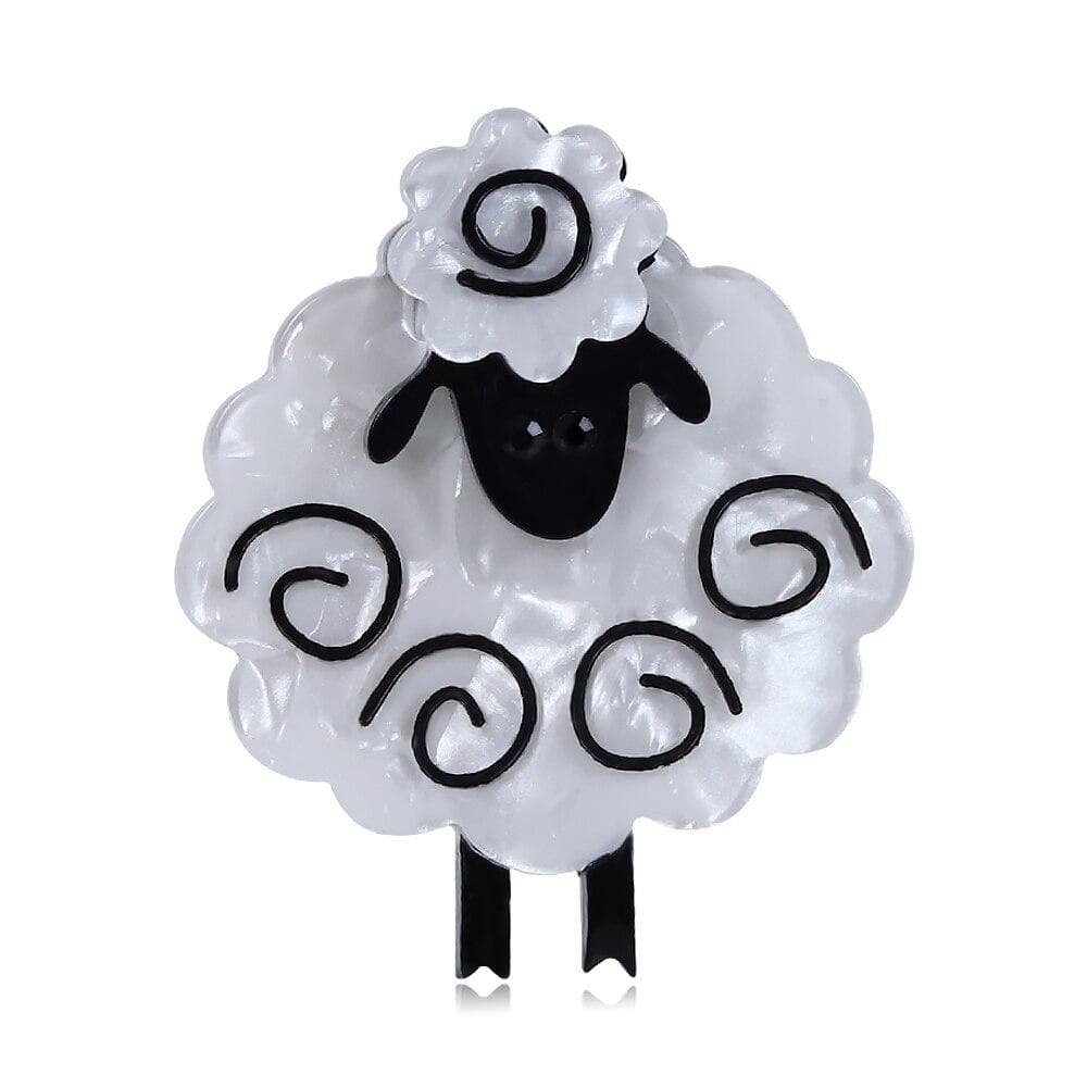 Blucome Acrylic Cute Fashion Sheep Brooches for Women Cartoon Animal Badge Pins Summer Jewelry Kids Accessories Good Christmas white