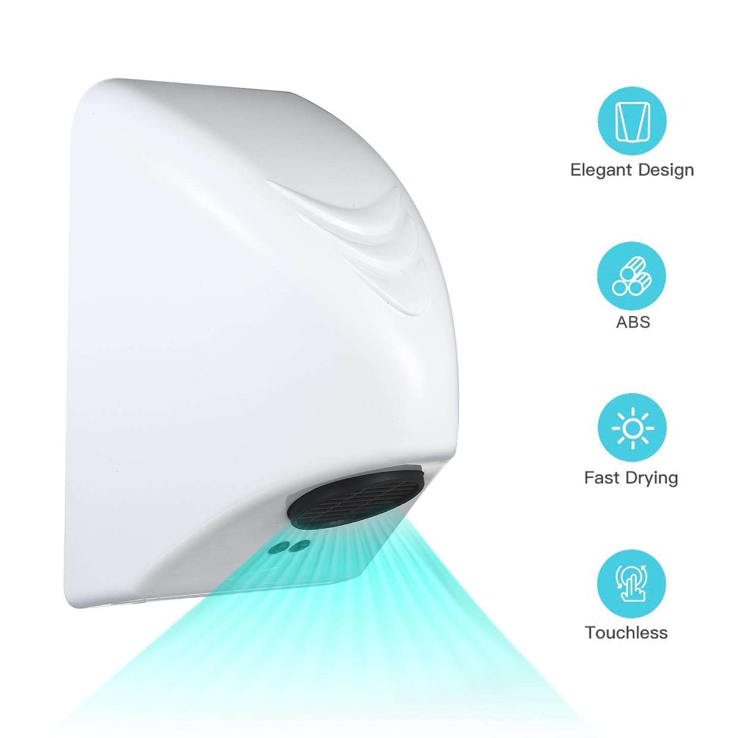 Automatic Commercial Hand Dryer 600W Electric Hand Dryers Household Hand-Drying Device Bathroom Warm Wind Hand Blower Plastic Cover white