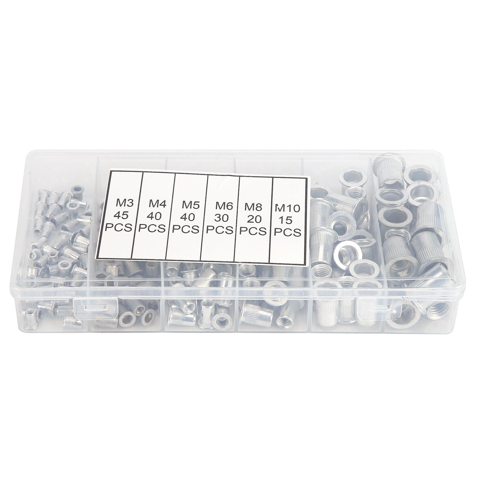 190Pcs Aluminum Rivet Nuts Easily Fix Not Deformed AntiRust Flat Head Design Rivet Nut Set for Car