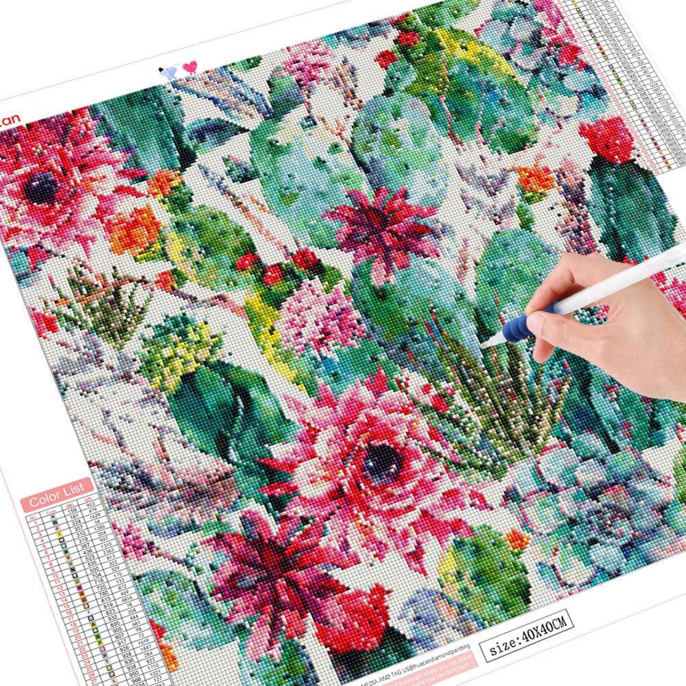 Diamond Painting Flowers Embroidery Cactus Mosaic Handmade Home Decoration 30x30CM
