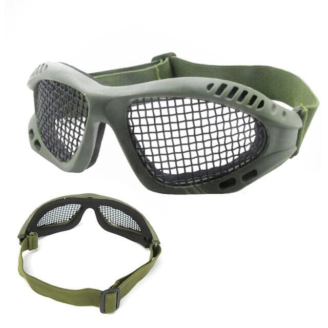 Outdoor Tactical Paintball Goggles Steel Wire Mesh Eye Protective Airsoft Glasses Eye Game Protector green