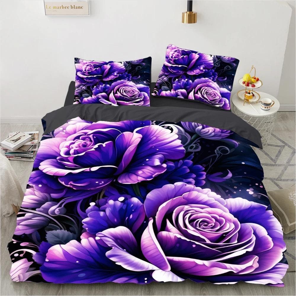 Luxury Duvet Cover Floral Exotic European 3d Bed Set Design Retro Comforter Bedding Sets for Bedroom Black DEEUUS Size 70x133cm 2pcs