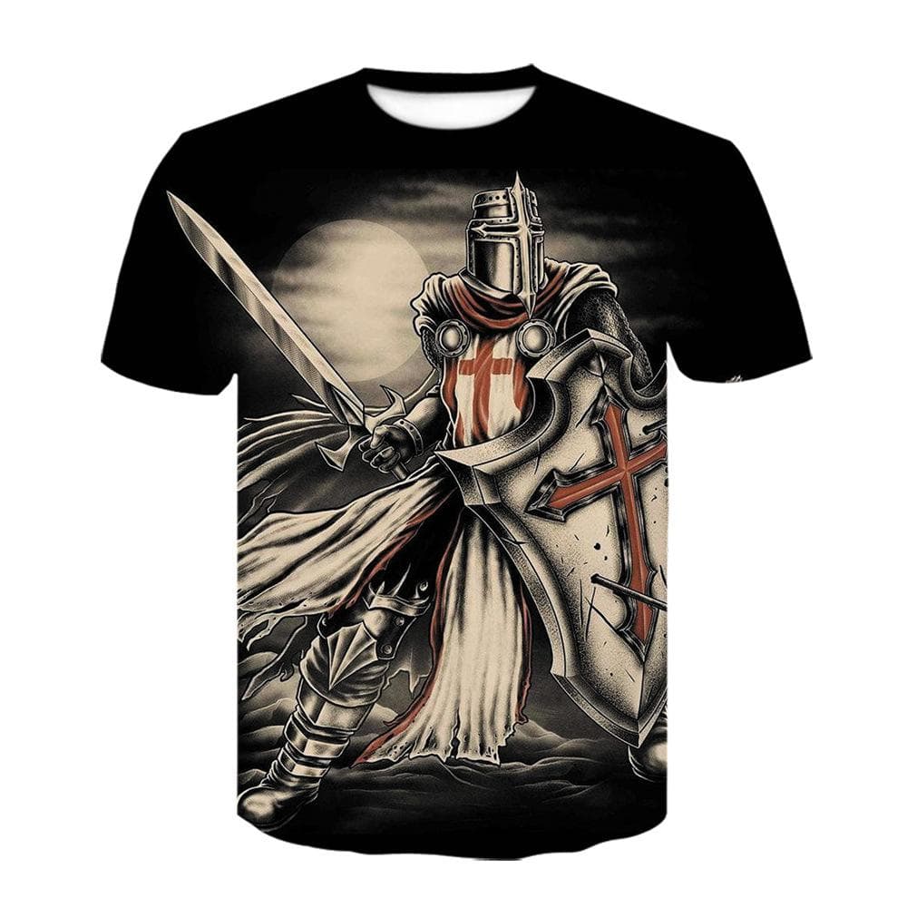 Knight Templar Men's T-shirt 3D Printing T-shirt Knight Templar Fashion Casual T-shirt Hip Hop Harajuku Streetwear Tops M