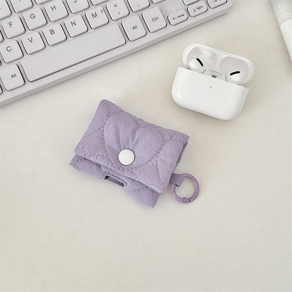 New with Buckle Earphone Bag Soft Cloth Data Cable Coin Purse Lightweight Earphone Case purple