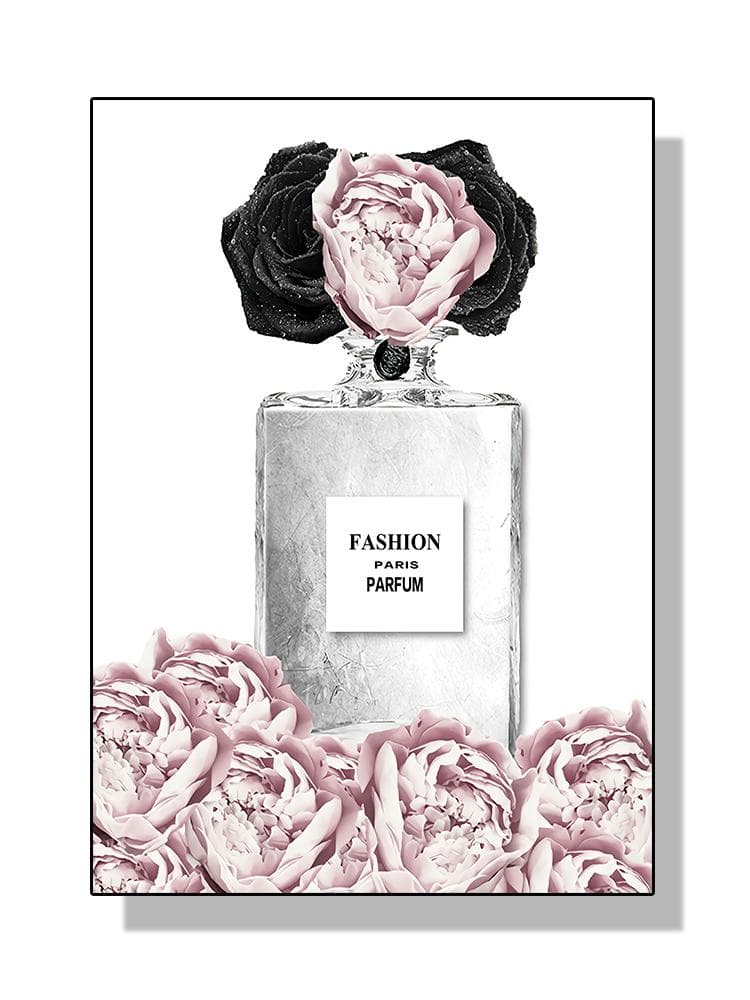 Fashion Luxury Coco Perfume Bottle Canvas Painting Nordic Flower Poster Print Wall Picture Modern Girl Room Decor Quadro Cuadros 60x90cm No Frame