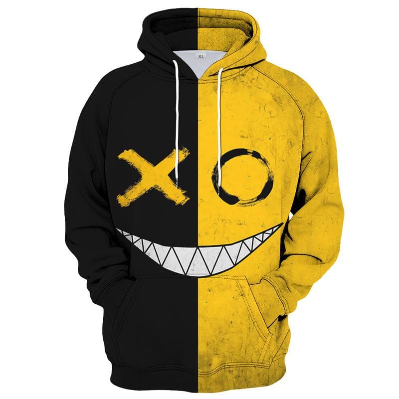 2023 Color Block Funny Smiling 3D Print Boys Casual Pullover Hooded Long Sleeve Sweatshirt For Spring Fall Kids Tops Outdoor 130