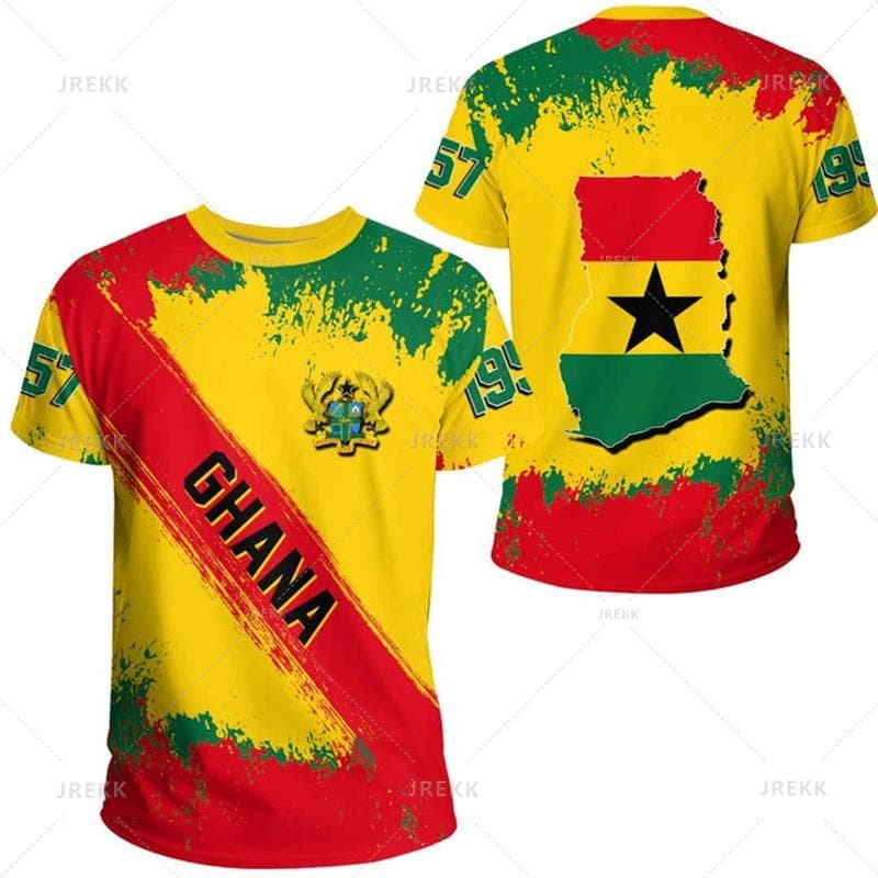 3D Ghana Nationa IndependenceDay Printed T Shirt The Republic-of Ghana Emblem Flag Graphic Tee-shirts For Men Mens Clothing Tops XS