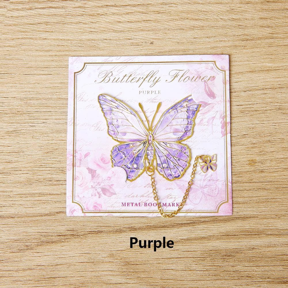1 Pc Cute Butterfly Metal Bookmark Colorful Bronzing Bookmark With Chain Gifts For Book Lovers Readers Writers Friends Adults