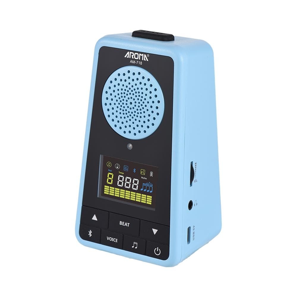 AROMA 2-in-1 Metronome BT Speaker for Guitar Piano Drum Violin Rechargeable Digital Metronome with 11.9x6.6x5.9cm blue