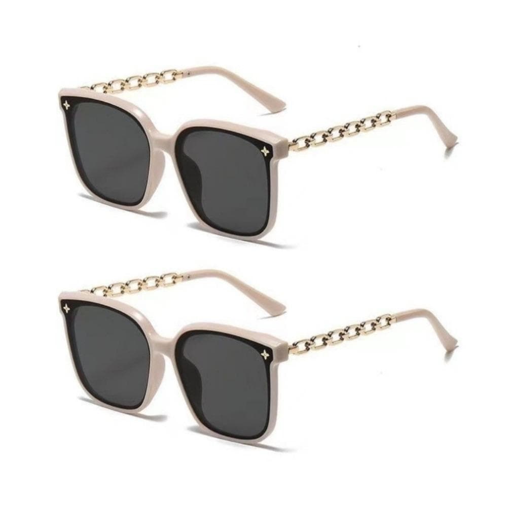 1PCS Trendy Shining Sequins Link Chain Frame Over Sized Sunglasses for Women Men Anti-radiation Eyewear
