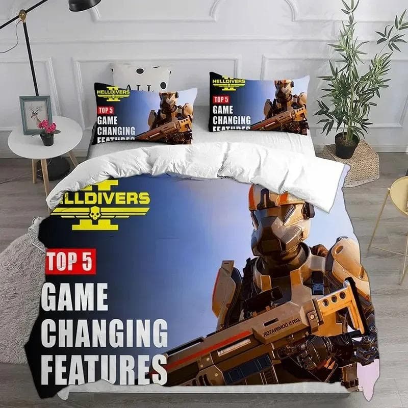 3D HELLDIVERS 2 Bedding Sets Comforter Quilt Bed Cover Duvet Cover Pillow Case Sets Kids Adult Size For Home Textiles AU Queen 210x210cm