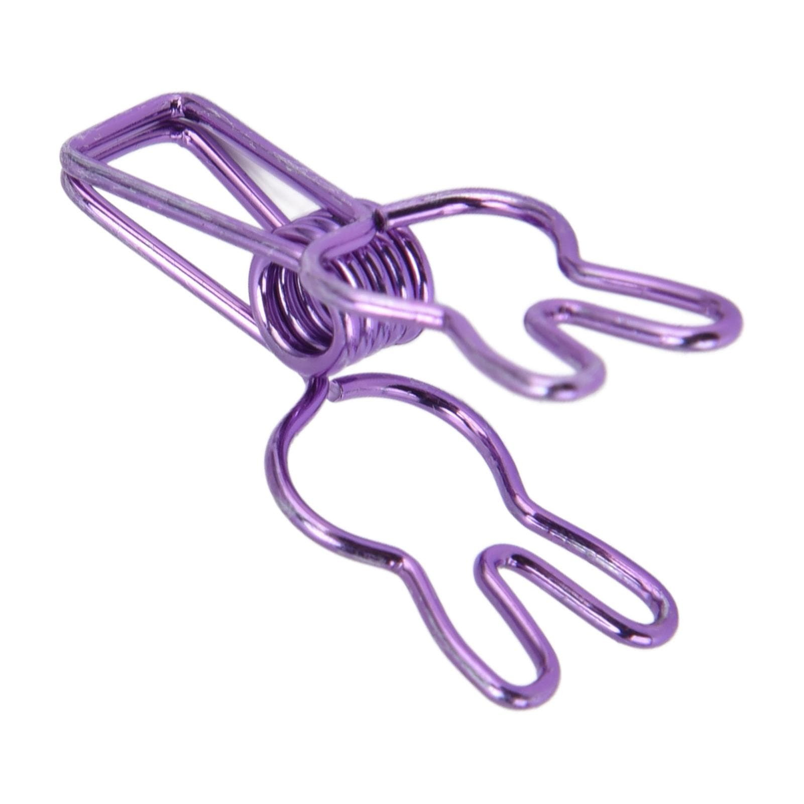 20 Pcs Clips Multipurpose Multifunction Electroplating Hollow Metal Binder Strong Spring ClipSilver purple