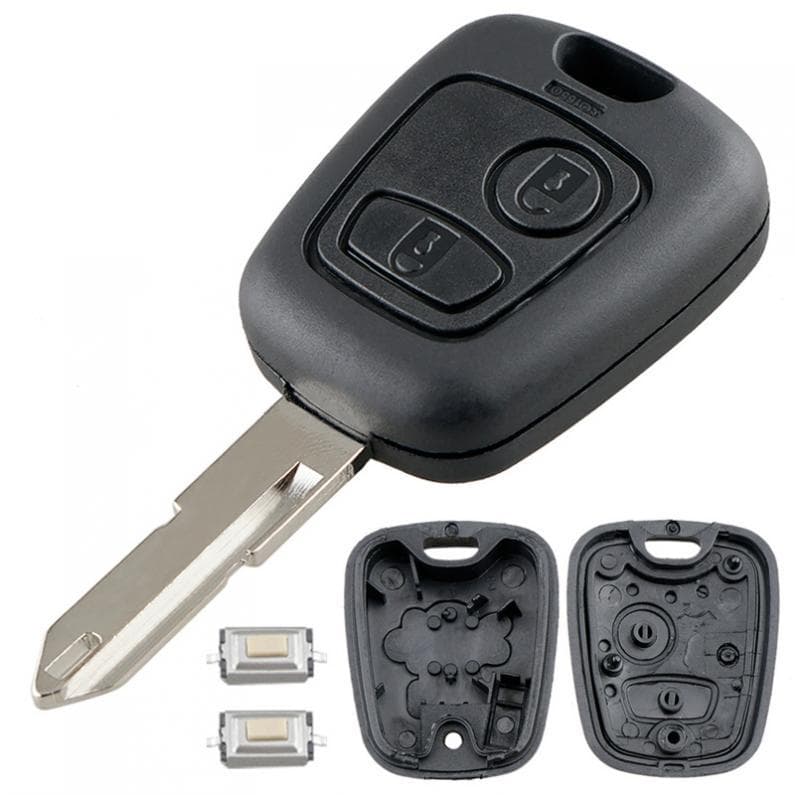 2 Buttons Car Remote Key Shell with 206 Blade Fit for Peugeot 106 206 306 406 black