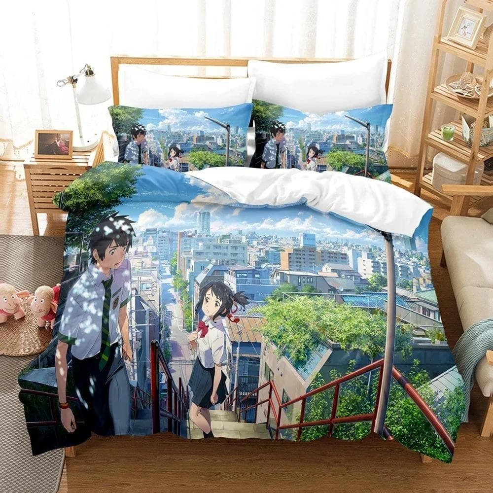 Your Name Luxury Bedding Set Japan Anime Cartoon Duvet Cover Set Comforter Bedspread Linen Twin Single Size Printed Home Textile 70x133cm 2pcs