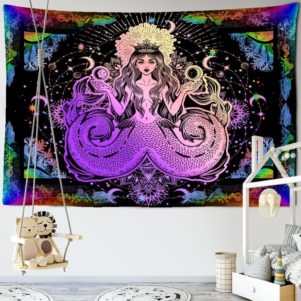 Mermaid Princess Tapestry Wall Hanging Magic Science Fiction Bohemian TAPIZ Dormitory Living Room Home Decor 95x70cm