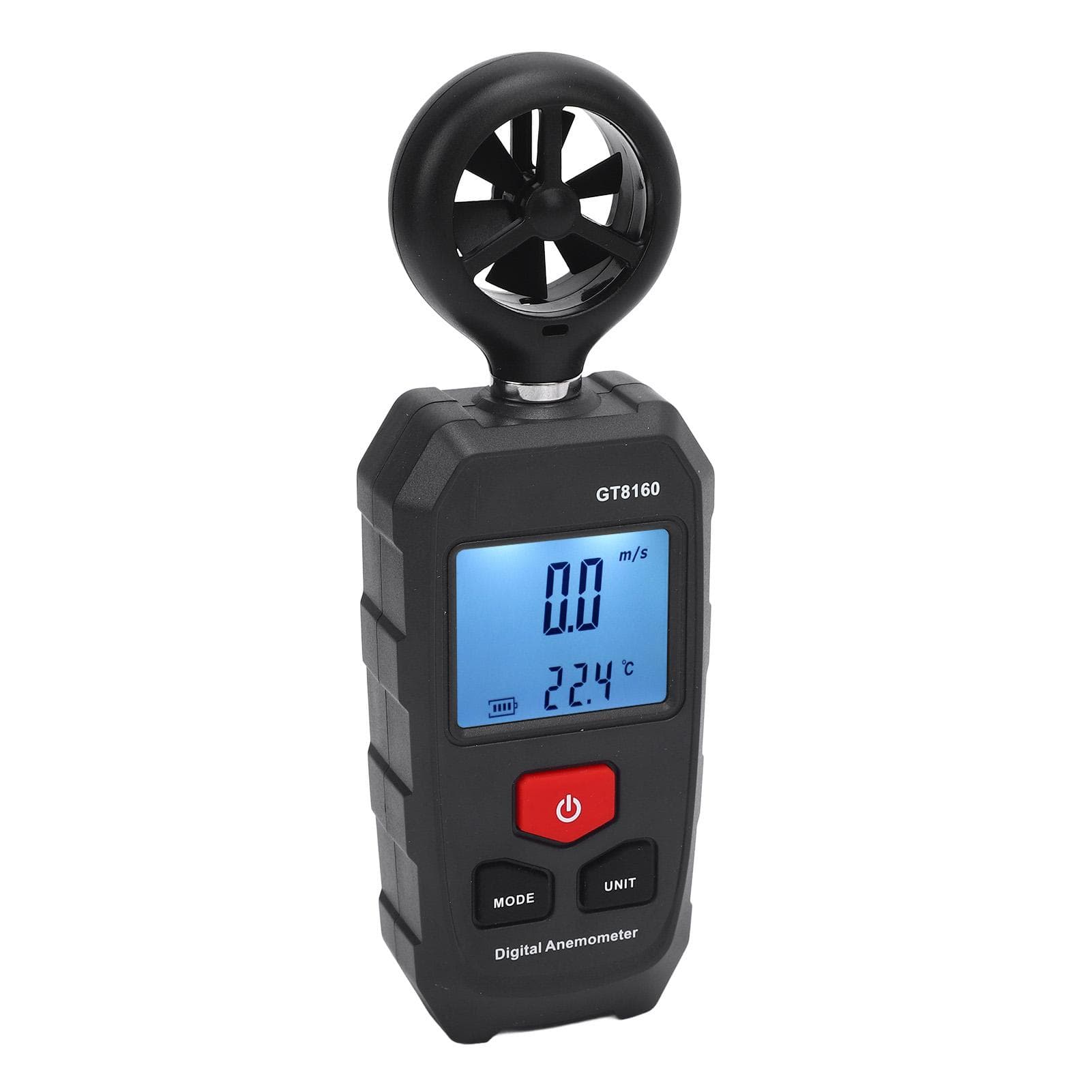 Digital Wind Speed Meter 6 Units High Precise LCD Backlit Display Wind Speed Temperature Chill