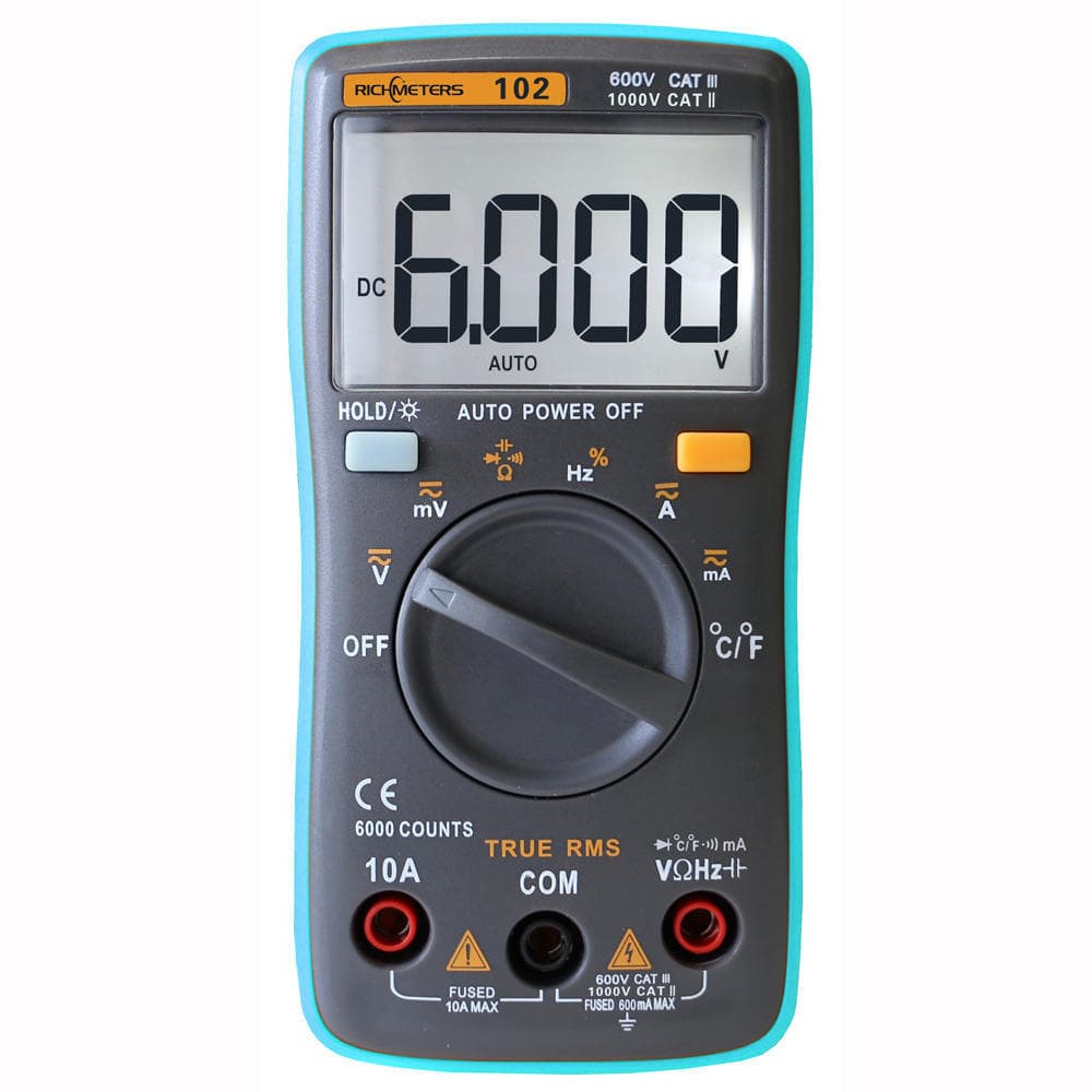 RICHMETERS RM102 LCD Digital Multimeter DMM DC AC Voltage Diode Temp Tester RM102