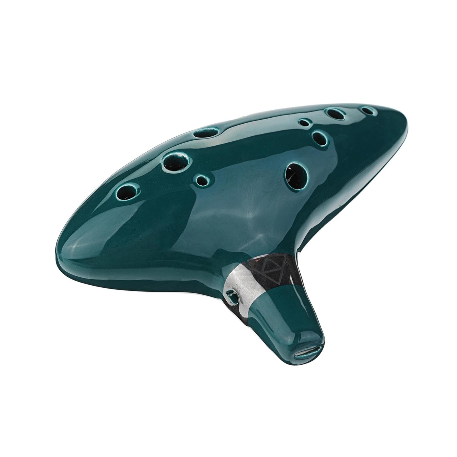 12 Holes Alto C Zelda Ocarina Ceramic Vessel Flute Wind Musical Instrument with Musicbook Lanyard dark green