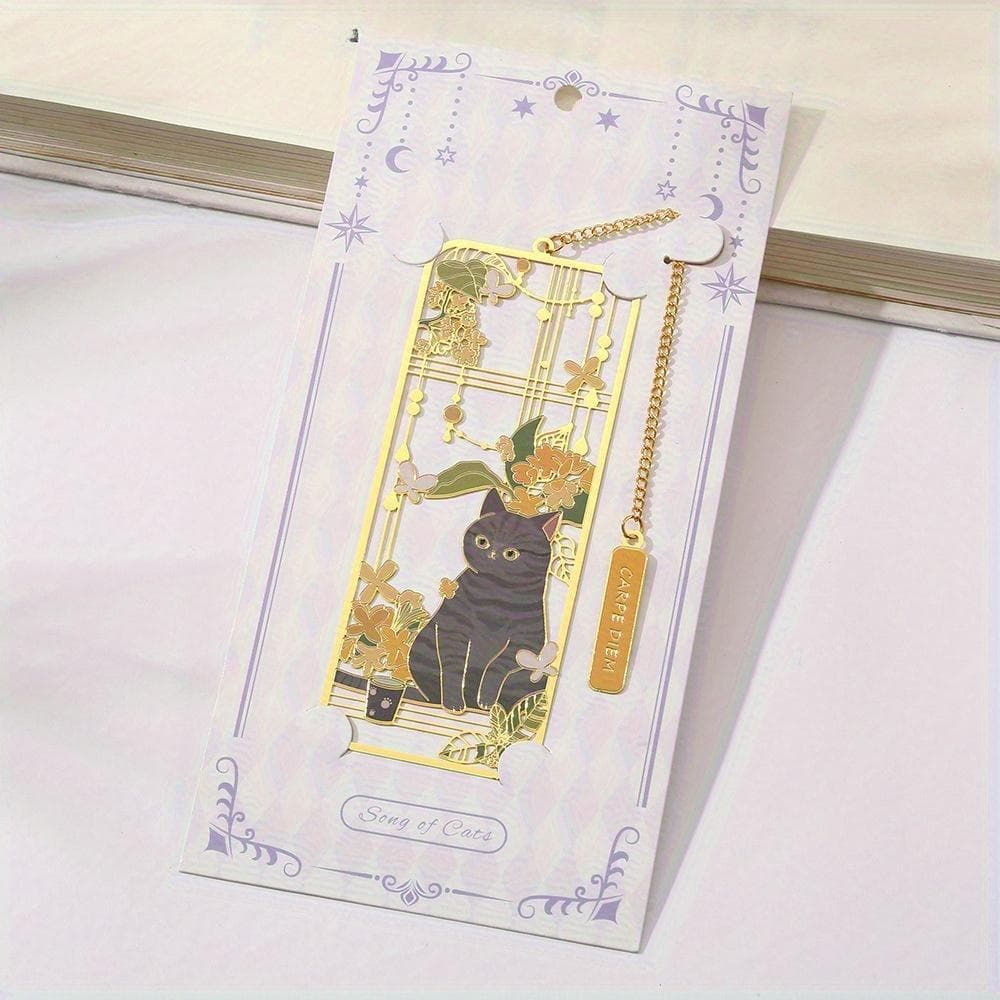 1PC Lovely Cat Bookmark Metal Bookmark Brass Metal Classical Cute Style Student Gift Cultural and Creative Hollow Bookmark