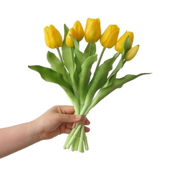 Artificial Tulip Flower 12  Long Stem Fake Tulip Real Touch Flower for Spring Easter yellow