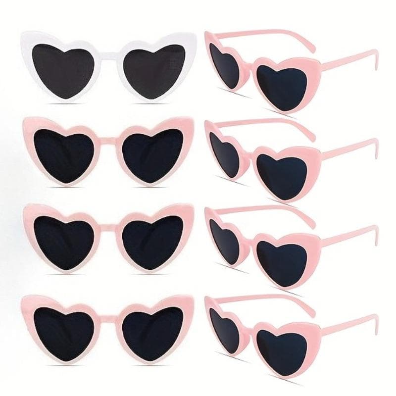 8PCS Heart Shaped Bridal Bridesmaids Glasses Perfect for Wedding Parties Singles Parties