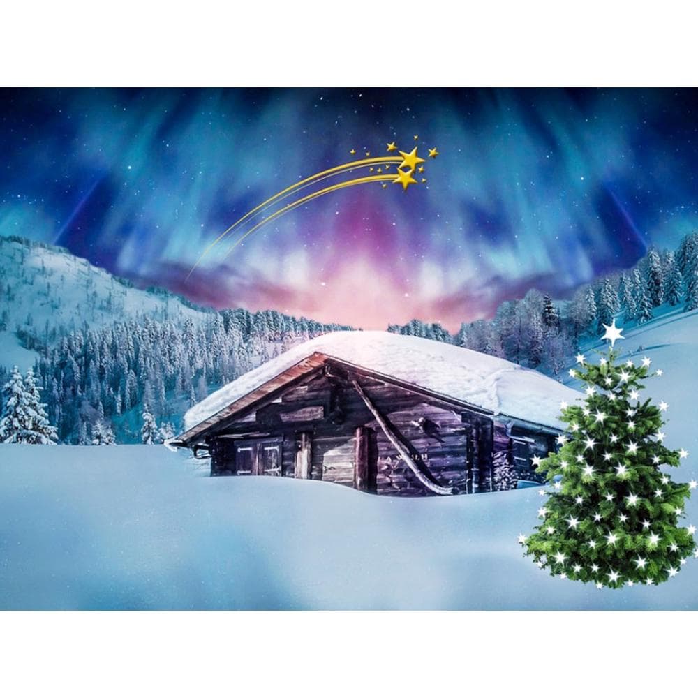 Diamond Embroidery Landscape Full Round Diamond Painting Winter Christmas Tree Pictures Rhinestones 20X30CM