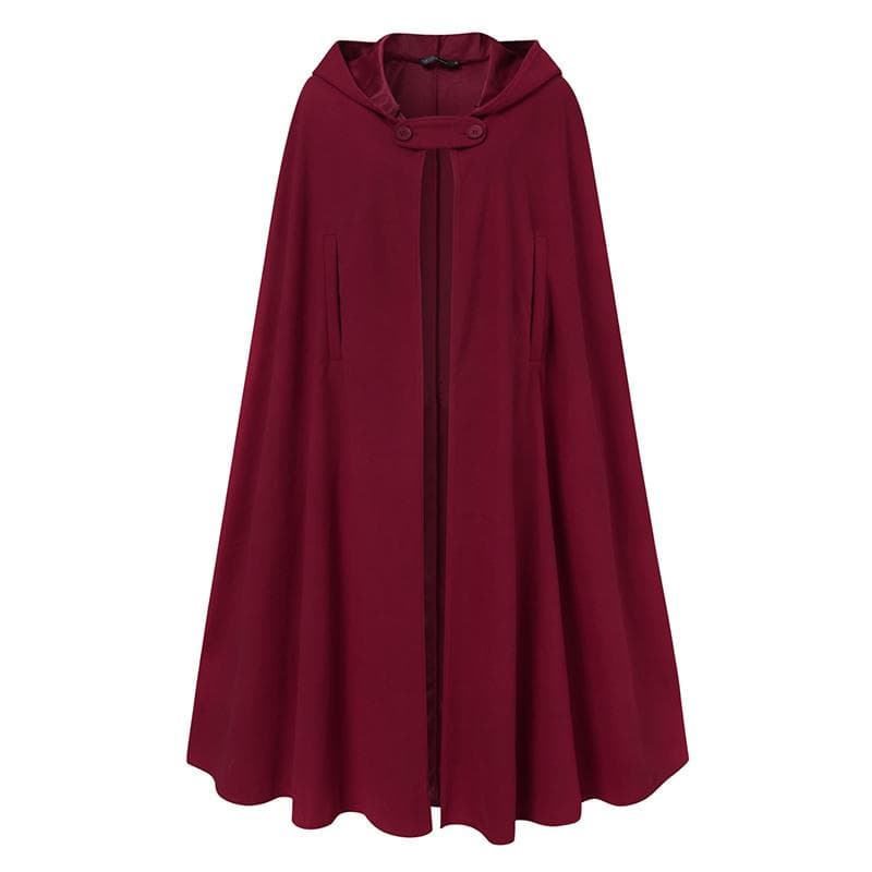 ZANZEA Women Winter Casual Hoodies Wool Blend Cape Poncho Long Cardigan Coat L red