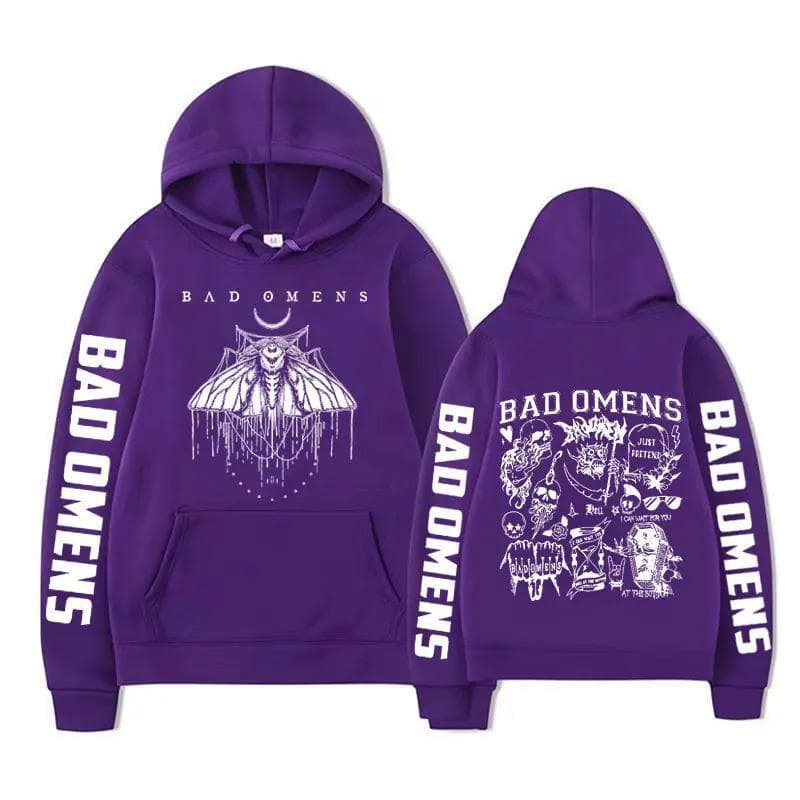 Limited Bad Omens Band Moth Music Tour Hoodie L purple