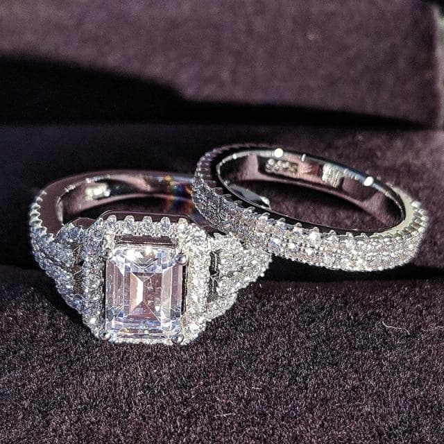 925 Sterling Silver Luxury Bold Big Wedding Rings Set for Bridal Women Engagement African Finger Christmas Gift Jewelry R4428 7
