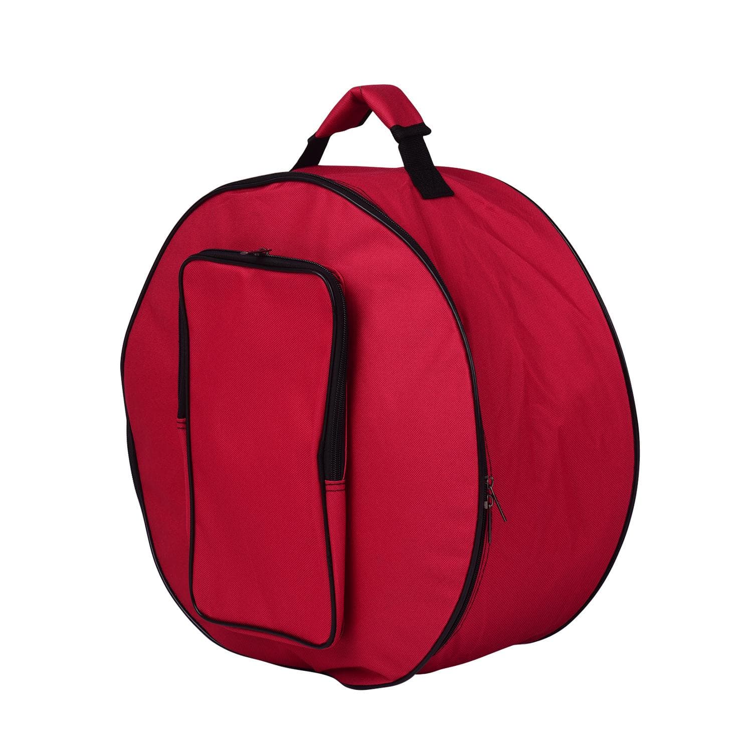 Compact Snare Drum Bag Backpack Case with Shoulder Strap Outside Pockets red