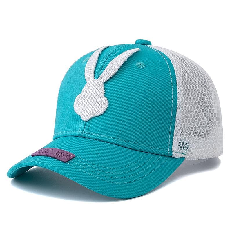Hot Sale New Kids Hat Summer Rabbit Pattern Cute Mesh Cap High Quality Children's Baseball Cap Lovely Outdoor Trucker Hat 50cm-54cm lake blue