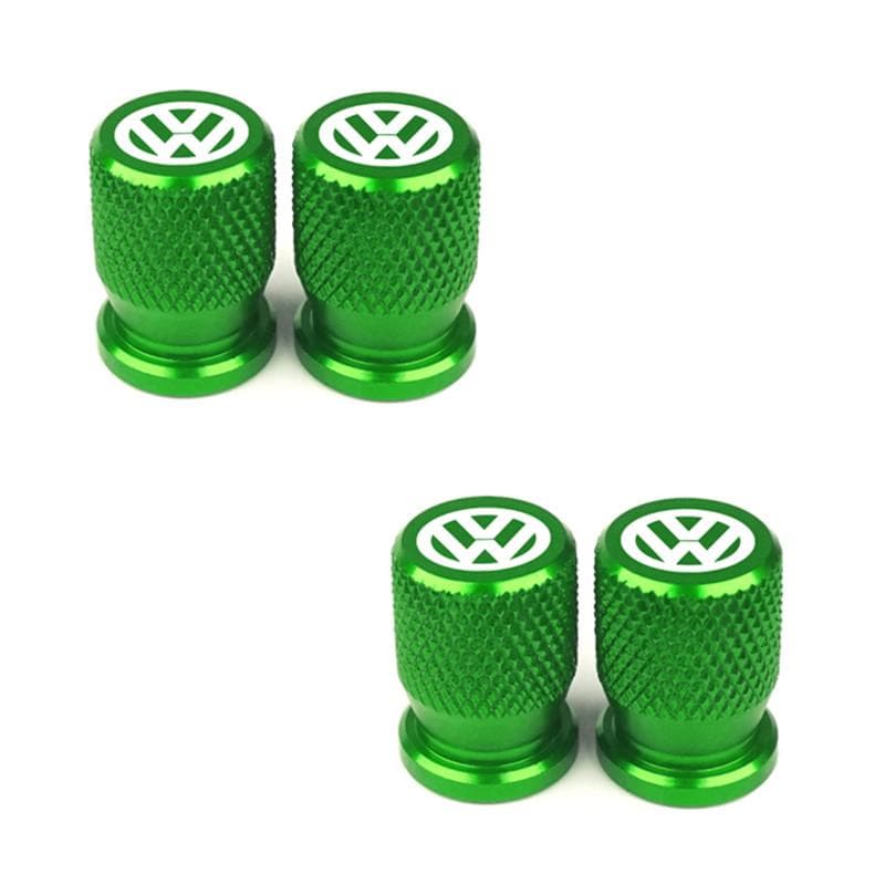 For VOLKSWAGEN VW 4pcs Car Wheel Tire Valve Caps Aluminum Airtight Covers Badge Emblem for VW Volkswagen Golf Polo Passat Tiguan green