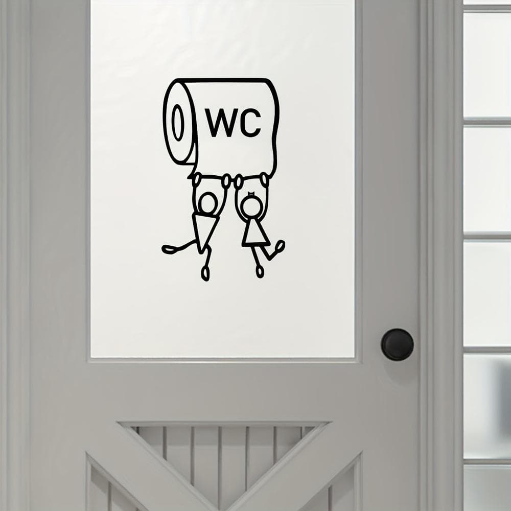 1pc Cartoon WC Vinyl Sticker- Humorous Toilet Wall Art, Easy to Install for Bathroom Decor, Toilet Decor And Accessories