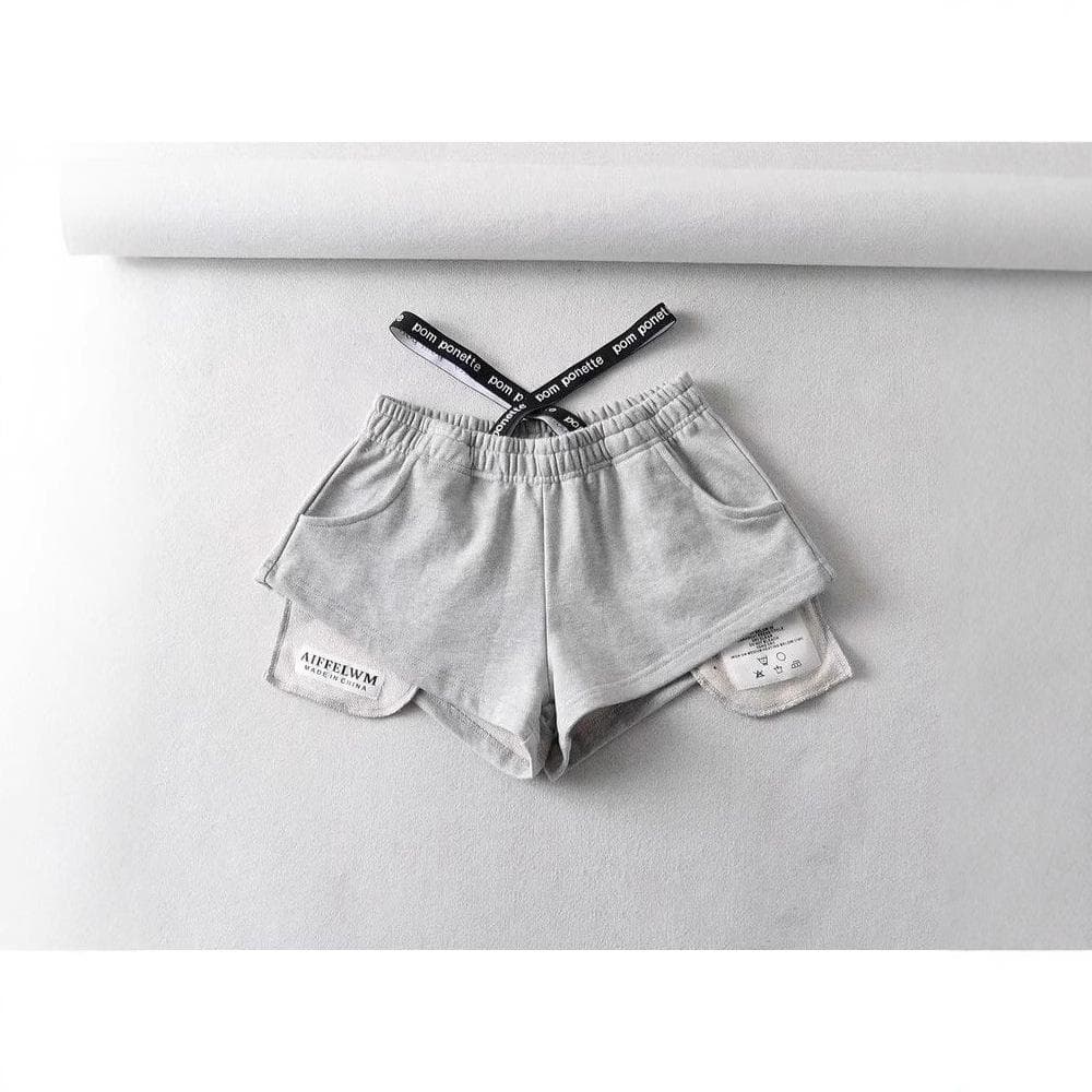 Design-sensual High-waisted Shorts for Women In Spring and Summer New Hot Girl Style Elastic Waist Label Sports Wide-leg Pants M