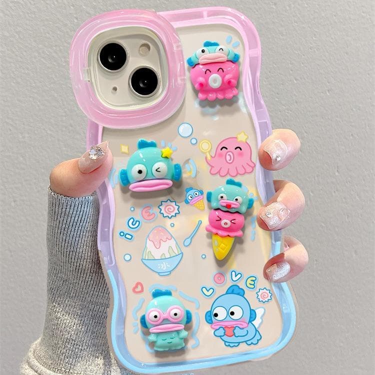 Ins Cartoon Dolls Suitable for 16 Apple Phone Case 15promax Cute Double Stand 14 Niche Couple 13/12 Redmi K40/K40 Pro