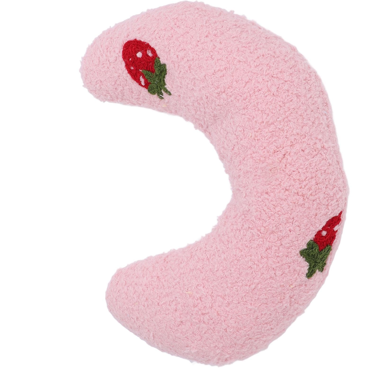 Pet U Shaped Pillow Comfortable Plush Fluffy Half Donut Dog Neck Pillow for Home Yellow+Peach pink