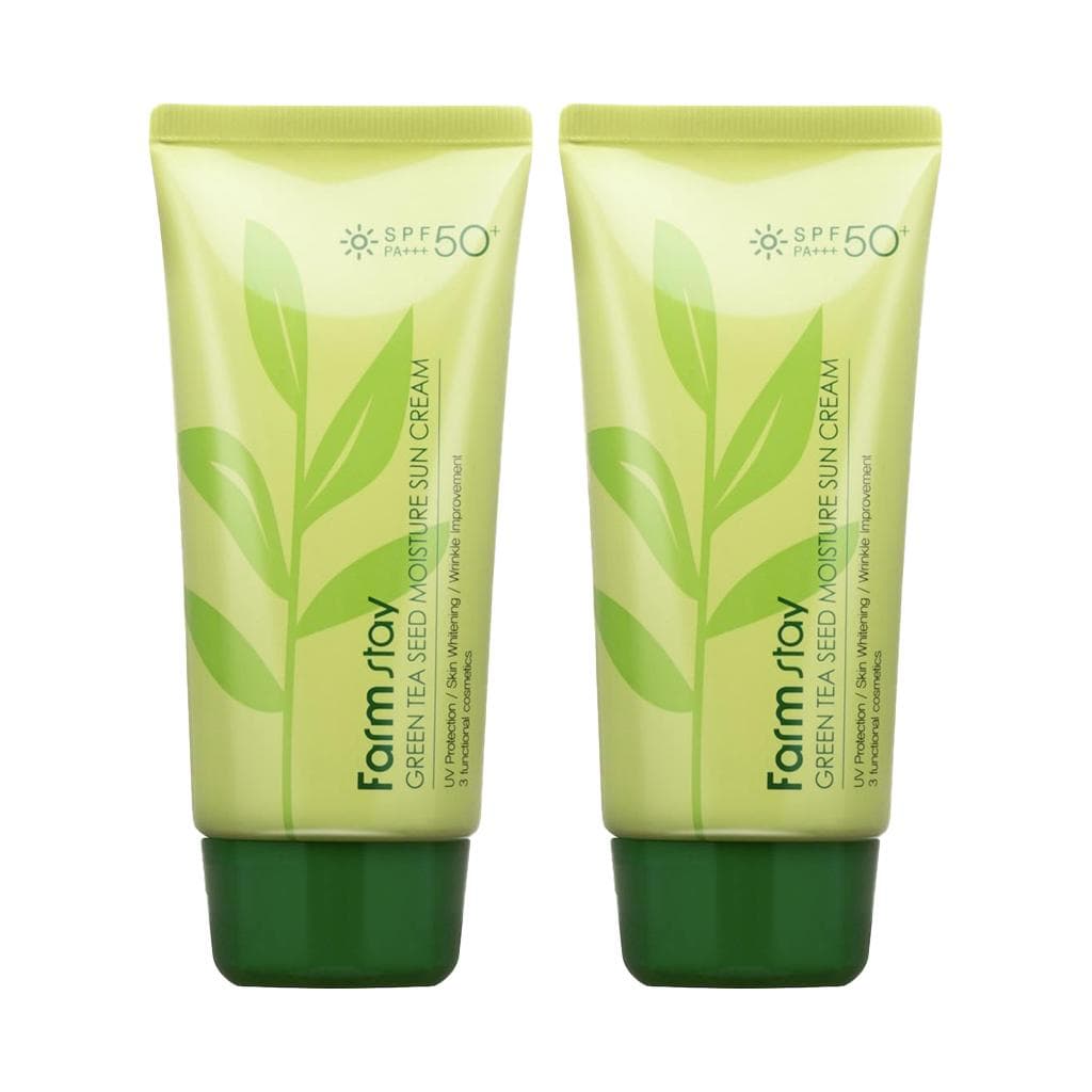 FARM STAY Green Tea Seed Moisture Sun Cream SPF 50+ PA +++ 70g (5 Options) 2pcs
