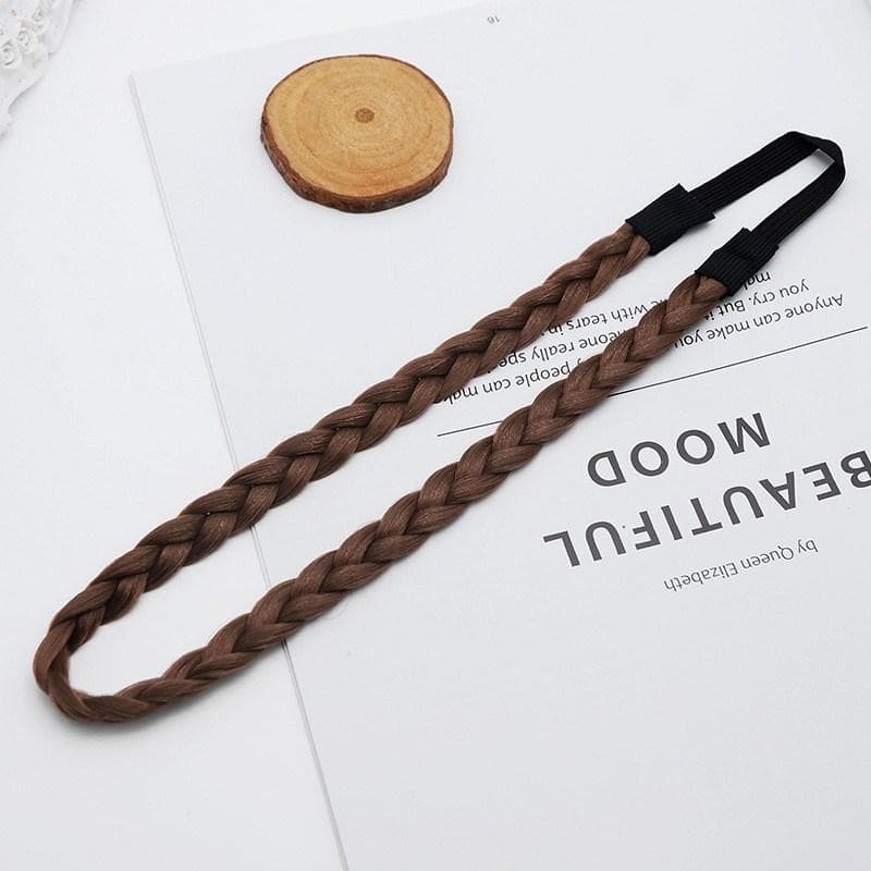 Hairband Ladies Popular Bandeau Synthetic Hair Plaited Plait Fashion Braided Elastic Charming Headband 10mm brown