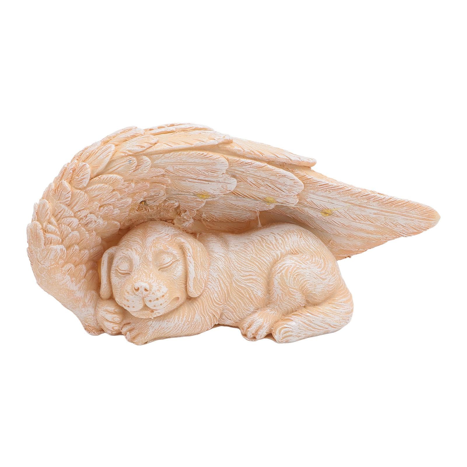 Dog Angel Memorial Statue with Wings LED Decorative Lights Realistic Weatherproof Long Lasting Pet