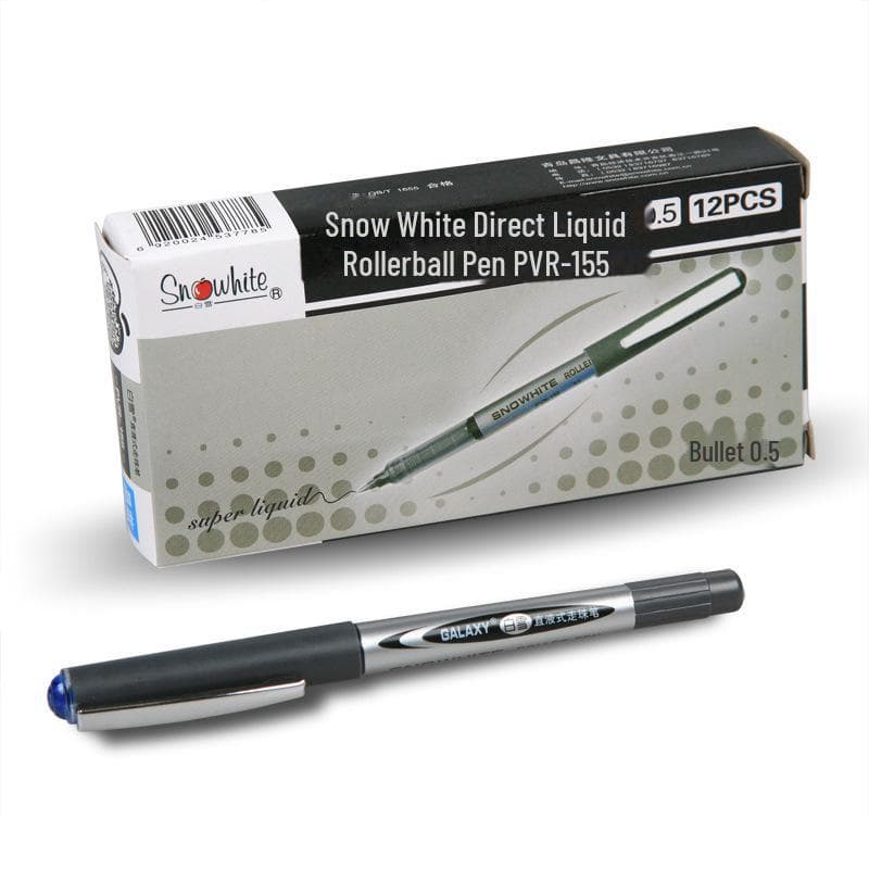 Snow White Quick-Dry 0.38mm Liquid Ballpoint Pen, Refillable, Large-Capacity for Office & Study Bullet 155, 0.5mm blue