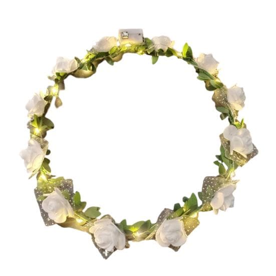Romantic Glowing Wreath LED Light Rose Flowers Hairband Headpiece Wedding Party Girl Birthday Favor Luminous Hair Garland
