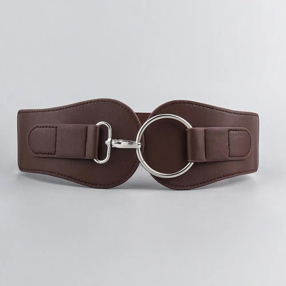 1 Piece Fashion Wowen's Waist Belt For Embellished Dress Wide Waist Belt Elastic Waistband coffee