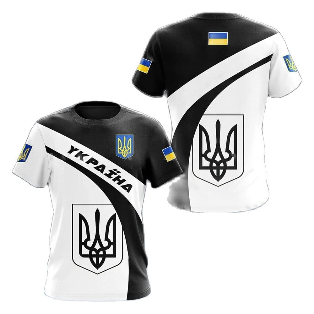 Ukraine Men's T-Shirts Ukrainian Flag Shirt 3D Printed O-Neck Oversized Short Sleeves Jersey Fashion Men's Clothing Streetwear 3XL