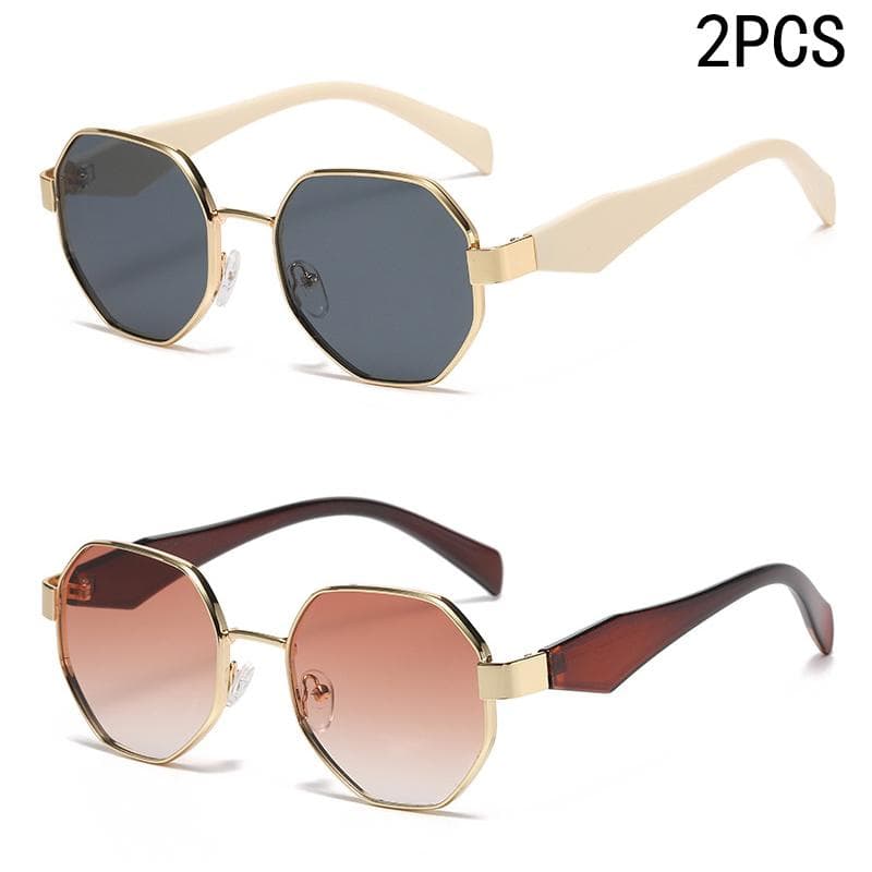 1/2/6PCS Square-shaped Metal-framed Sunglasses Sophisticated Style Feminine Personality Modern Multi-sided 2401