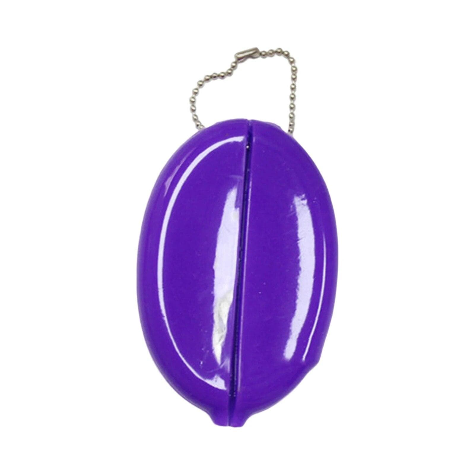 Oval Squeeze Coin Purse Holds Change Mini Coin Purse Coin Holders with Chain for Men Women One Size purple