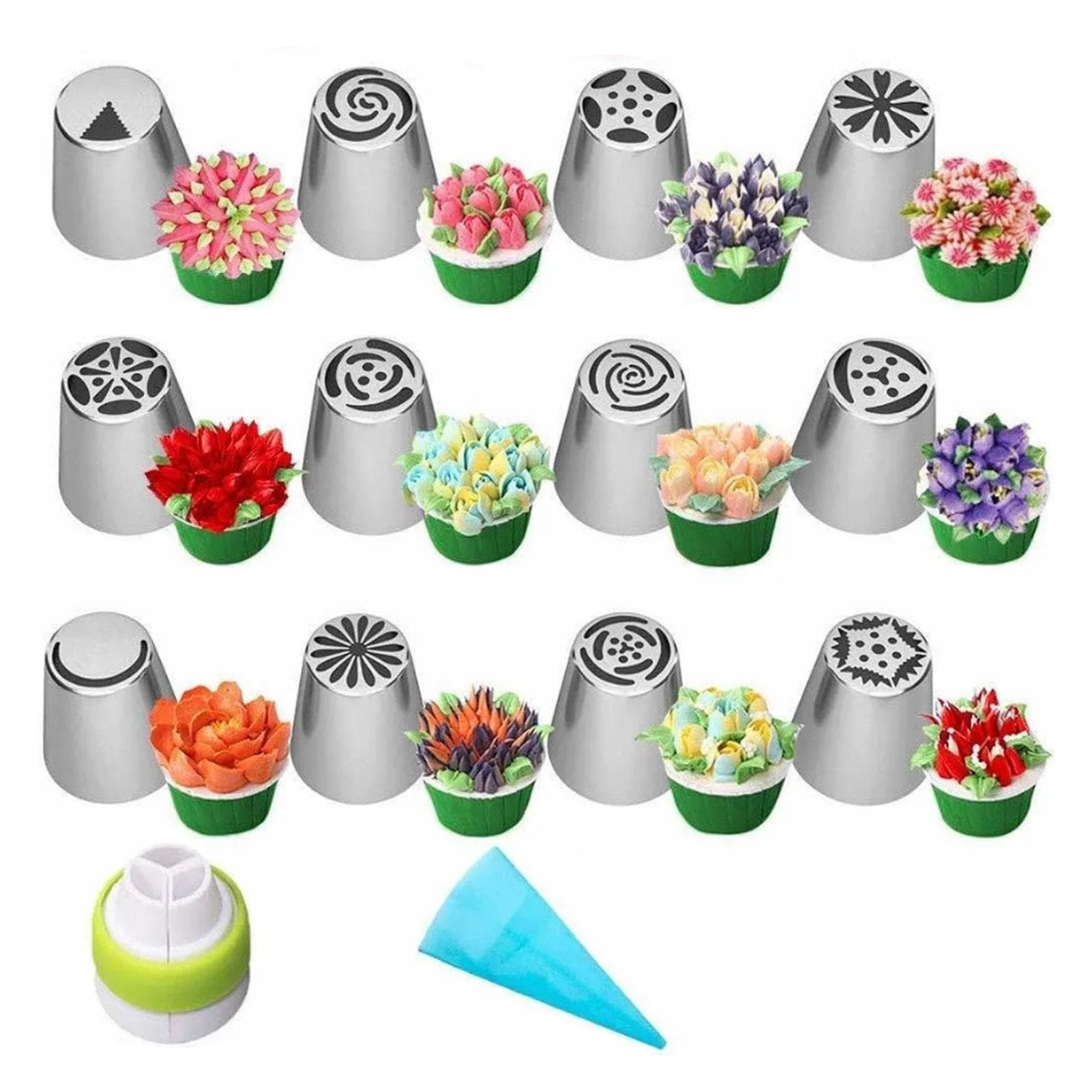 14Pcs Russian Piping Tips Set Complete Flower Frosting Icing Nozzles Cake Decorating Baking