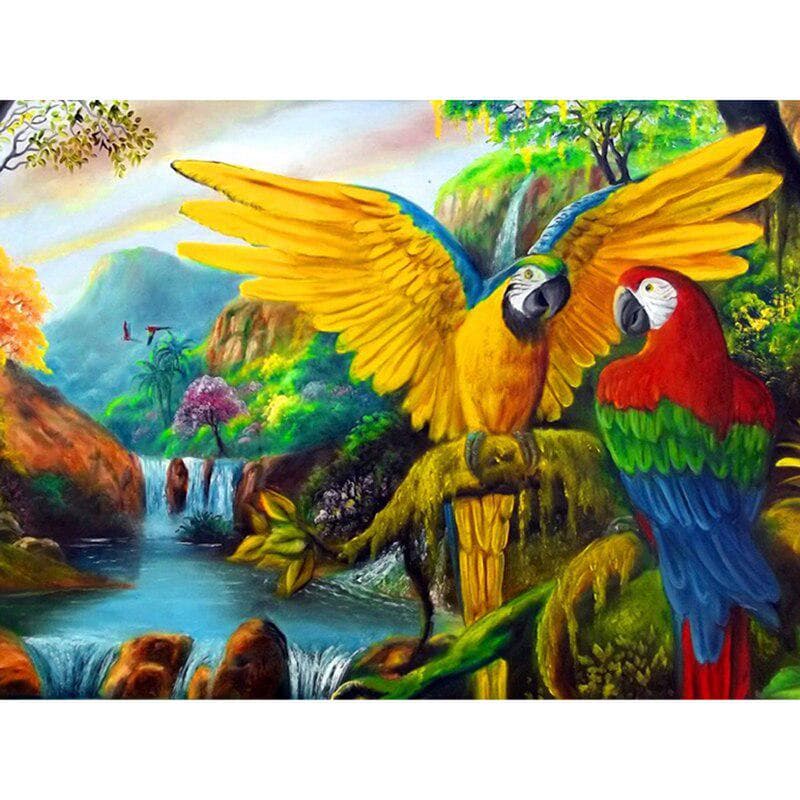 Diamond Painting Cross Stitch Animals Diamond Embroidery Bird Rhinestones Parrot Cube Handcraft 20X30CM