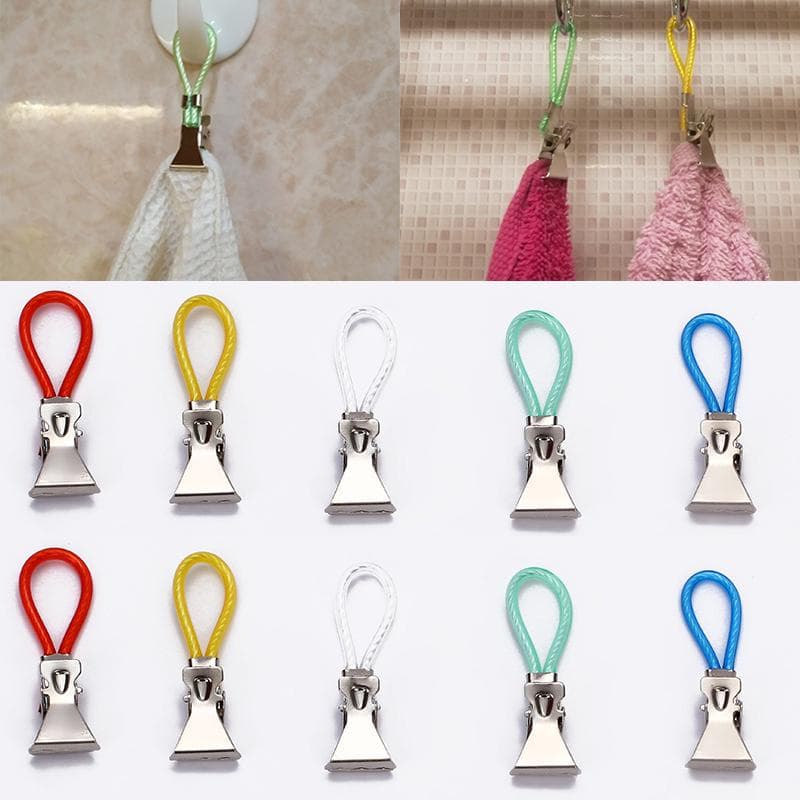 Fashionable Loops Hooks Hand Towel Hangers Clothes Pegs Clip on Household Towel Hanging Clips Kitchen 5PCS/Set 5Pcs